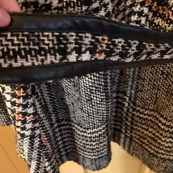 Arden B Glen Plaid Pea Coat: Leather Trim Double Breasted Office Siren - Picture 12 of 16